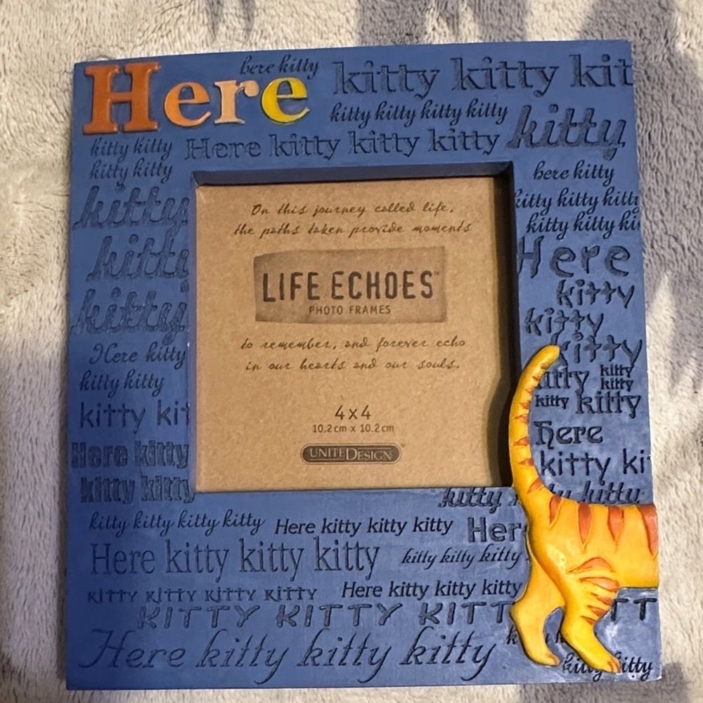 Blue and Orange Cat Picture Frame